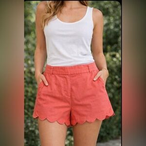 J. Crew Factory Shorts Coral Scalloped-Hem 10